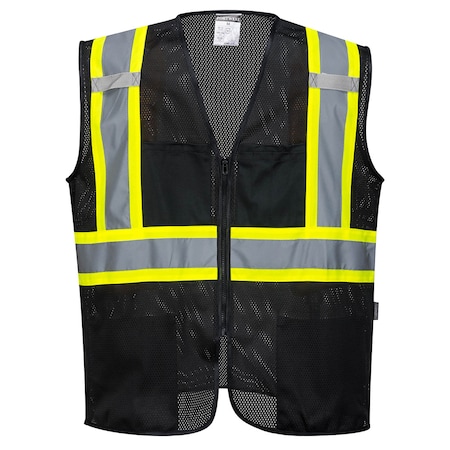 Portwest Non-ANSI Hi-Vis Vest 6XL , Zipper 4 Pockets, 2 Mic Tab US391