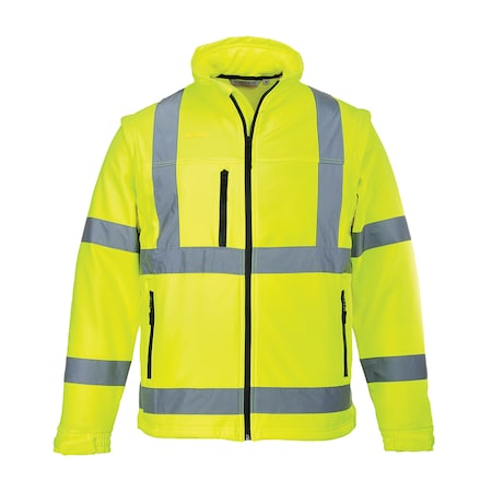 Portwest Hi-Vis Softshell Jacket, 94% Polyester, 6% Elastane, Yellow/Green, 2XL US428