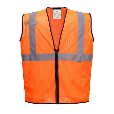 Portwest Hi-Vis Safety Vest S Class 2 , Zipper 2 Pockets, 1 Mic Tab US580
