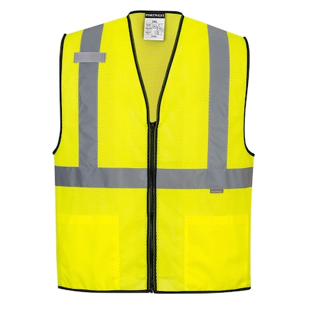 Portwest Hi-Vis Safety Vest XL Class 2 , Zipper 2 Pockets, 1 Mic Tab US580