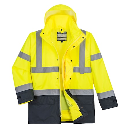 Portwest Hi-Vis Executive Jacket, 5-In-1, 100% Polyester, Yellow/Navy, M US768