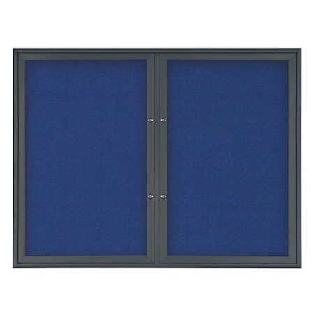 United Visual Products Double Door Radius Plus Corkboard, 42"X UV8002PLUS5-BLACK-COBACC