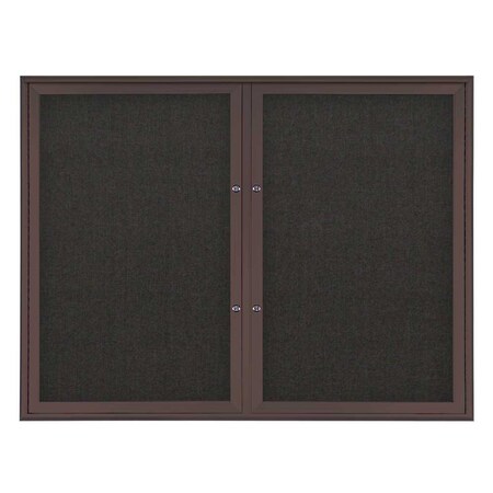 United Visual Products Double Door Radius Plus Corkboard, 42"X UV8002PLUS5-BRONZE-BLACK