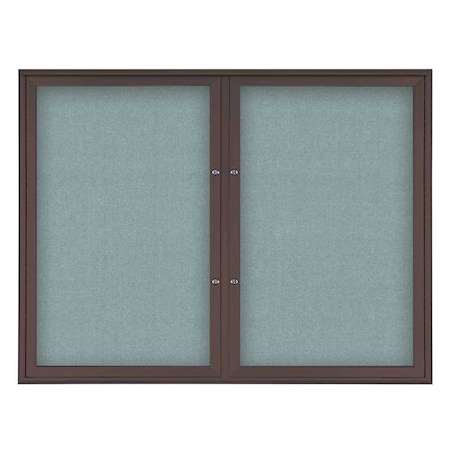 United Visual Products Double Door Radius Plus Corkboard, 42"X UV8002PLUS5-BRONZE-CLOUD