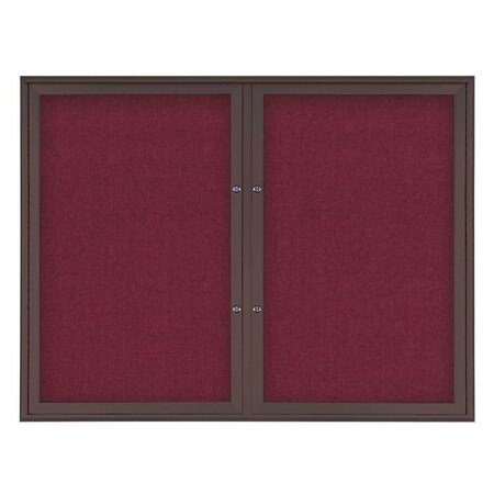 United Visual Products Double Door Radius Plus Corkboard, 42"X, UV8002PLUS5-BRONZE-DBURGU UV8002PLUS5-BRONZE-DBURGU