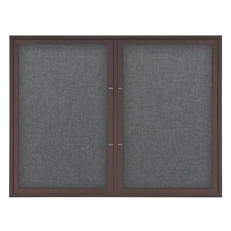 United Visual Products Double Door Radius Plus Corkboard, 42"X UV8002PLUS5-BRONZE-MEDGRY