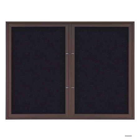 United Visual Products Double Door Radius Plus Corkboard, 42"X UV8002PLUS5-BRONZE-RUBBER
