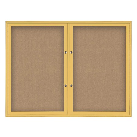 United Visual Products Double Door Radius Plus Corkboard, 42"X UV8002PLUS5-GOLD-BUFF