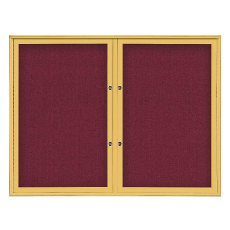 United Visual Products Double Door Radius Plus Corkboard, 42"X, UV8002PLUS5-GOLD-DBURGU UV8002PLUS5-GOLD-DBURGU