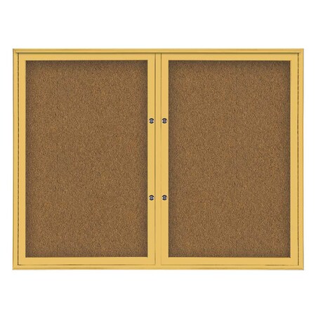 United Visual Products Double Door Radius Plus Corkboard, 42"X UV8002PLUS5-GOLD-FORBO