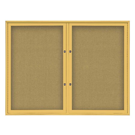 United Visual Products Double Door Radius Plus Corkboard, 42"X UV8002PLUS5-GOLD-KEYLIME
