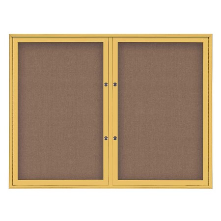 United Visual Products Double Door Radius Plus Corkboard, 42"X UV8002PLUS5-GOLD-PUMICE