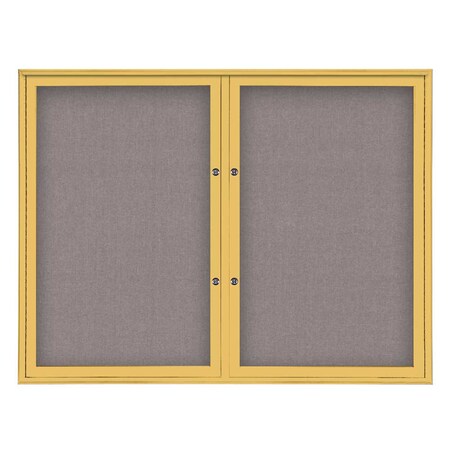 United Visual Products Double Door Radius Plus Corkboard, 42"X UV8002PLUS5-GOLD-SURF