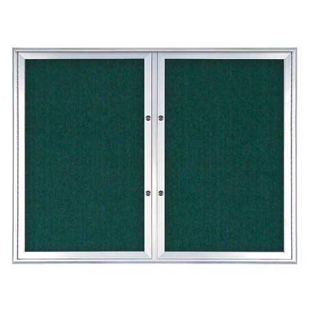 United Visual Products Double Door Radius Plus Corkboard, 42"X UV8002PLUS5-SATIN-DRKSPR