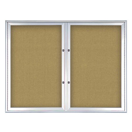 United Visual Products Double Door Radius Plus Corkboard, 42"X UV8002PLUS5-SATIN-KEYLIME