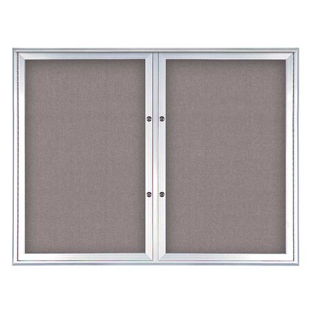 United Visual Products Double Door Radius Plus Corkboard, 42"X UV8002PLUS5-SATIN-SURF