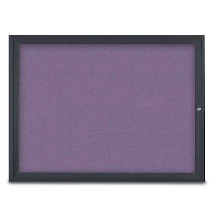 United Visual Products Single Door Radius Corkboard, 48"X36", B UV80031-BLACK-AMETHY
