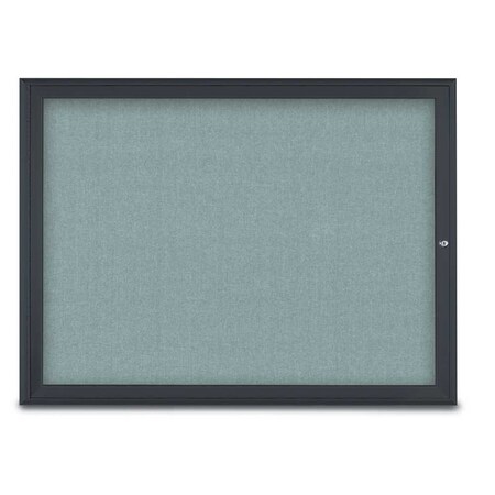 United Visual Products Single Door Radius Corkboard, 48"X36", B UV80031-BLACK-CLOUD