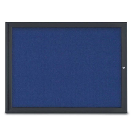 United Visual Products Single Door Radius Corkboard, 48"X36", B UV80031-BLACK-COBACC