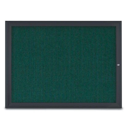 United Visual Products Single Door Radius Corkboard, 48"X36", B UV80031-BLACK-DRKSPR