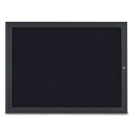 United Visual Products Single Door Radius Corkboard, 48"X36", B UV80031-BLACK-RUBBER