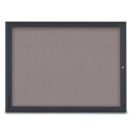 United Visual Products Single Door Radius Corkboard, 48"X36", B UV80031-BLACK-SURF