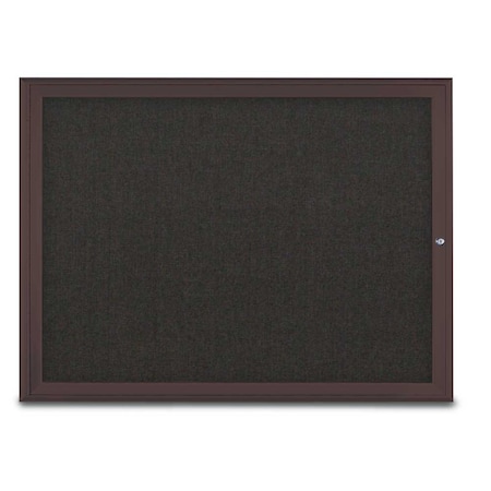 United Visual Products Single Door Radius Corkboard, 48"X36", B UV80031-BRONZE-BLACK