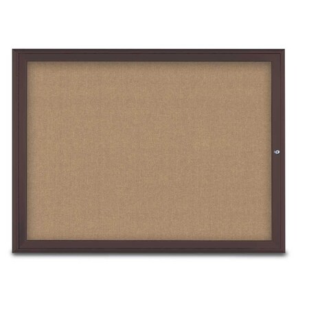 United Visual Products Single Door Radius Corkboard, 48"X36", B UV80031-BRONZE-BUFF