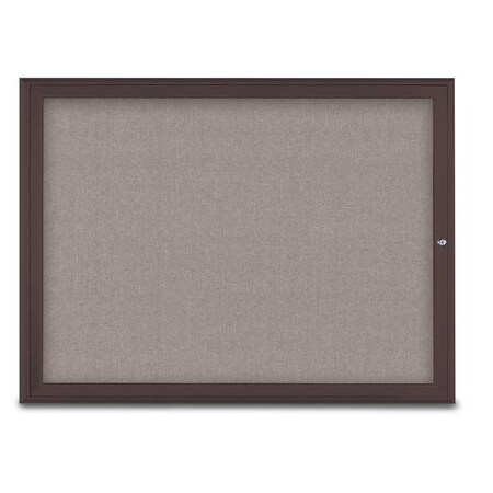 United Visual Products Single Door Radius Corkboard, 48"X36", B UV80031-BRONZE-PEARL