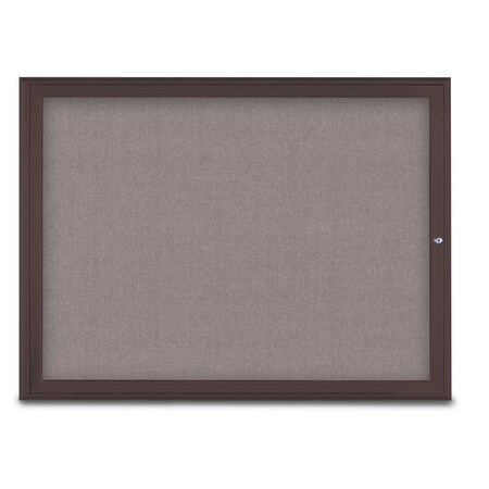 United Visual Products Single Door Radius Corkboard, 48"X36", B UV80031-BRONZE-SURF