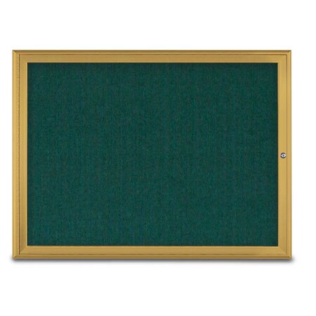 United Visual Products Single Door Radius Corkboard, 48"X36", G UV80031-GOLD-DRKSPR