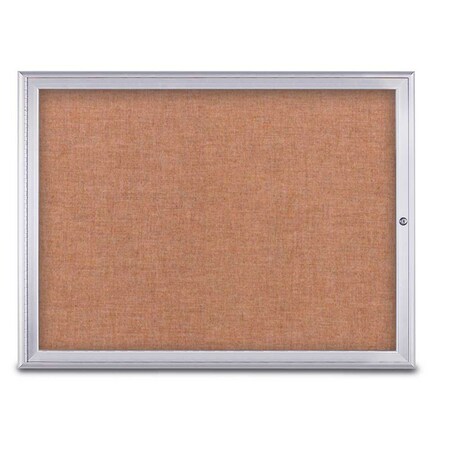 United Visual Products Single Door Radius Corkboard, 48"X36", S, UV80031-SATIN-CINNABA UV80031-SATIN-CINNABA