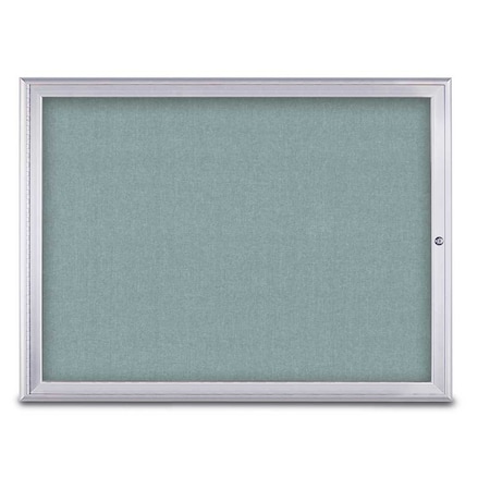 United Visual Products Single Door Radius Corkboard, 48"X36", S UV80031-SATIN-CLOUD