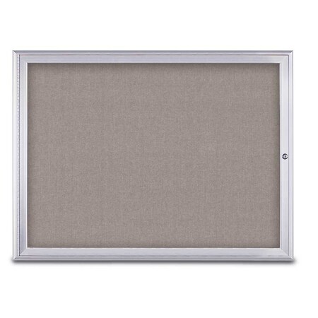 United Visual Products Single Door Radius Corkboard, 48"X36", S UV80031-SATIN-PEARL