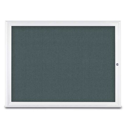 United Visual Products Single Door Radius Corkboard, 48"X36", W UV80031-WHITE-BLSPRU