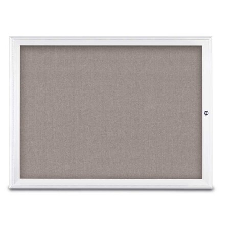 United Visual Products Single Door Radius Corkboard, 48"X36", W, UV80031-WHITE-PEARL UV80031-WHITE-PEARL