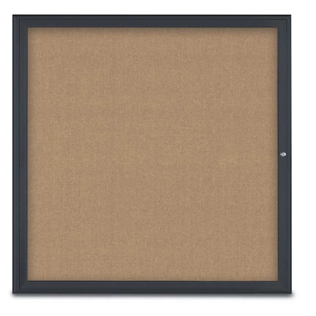 United Visual Products Single Door Radius Corkboard, 48"X48", B UV800348-BLACK-BUFF