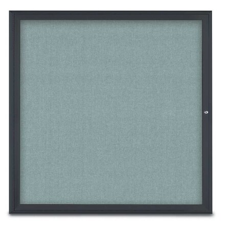 United Visual Products Single Door Radius Corkboard, 48"X48", B UV800348-BLACK-CLOUD