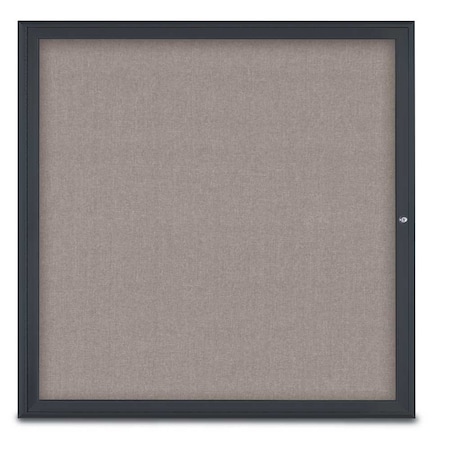 United Visual Products Single Door Radius Corkboard, 48"X48", B UV800348-BLACK-PEARL