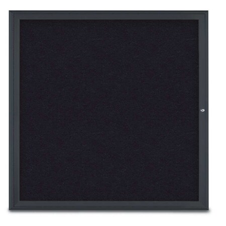 United Visual Products Single Door Radius Corkboard, 48"X48", B UV800348-BLACK-RUBBER