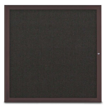 United Visual Products Single Door Radius Corkboard, 48"X48", B UV800348-BRONZE-BLACK