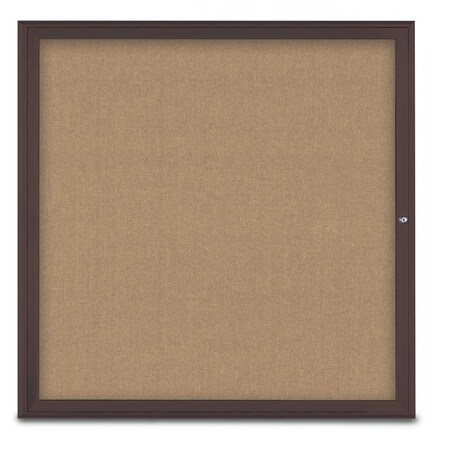 United Visual Products Single Door Radius Corkboard, 48"X48", B UV800348-BRONZE-BUFF