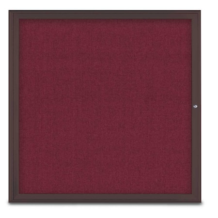 United Visual Products Single Door Radius Corkboard, 48"X48", B UV800348-BRONZE-DBURGU