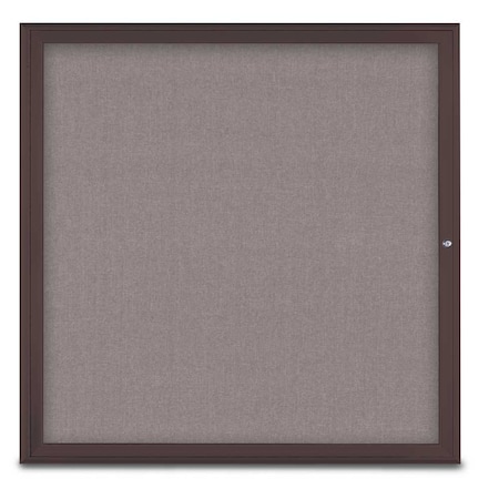 United Visual Products Single Door Radius Corkboard, 48"X48", B UV800348-BRONZE-SURF