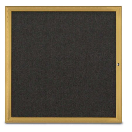 United Visual Products Single Door Radius Corkboard, 48"X48", G UV800348-GOLD-BLACK