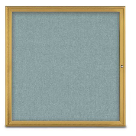 United Visual Products Single Door Radius Corkboard, 48"X48", G UV800348-GOLD-CLOUD