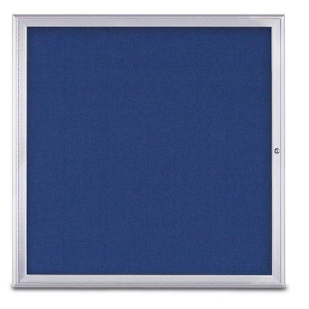 United Visual Products Single Door Radius Corkboard, 48"X48", S, UV800348-SATIN-COBACC UV800348-SATIN-COBACC