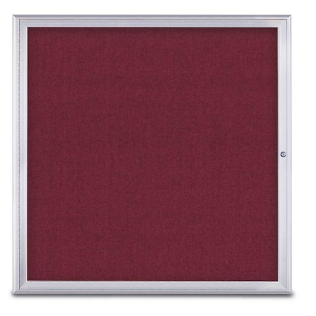 United Visual Products Single Door Radius Corkboard, 48"X48", S UV800348-SATIN-DBURGU