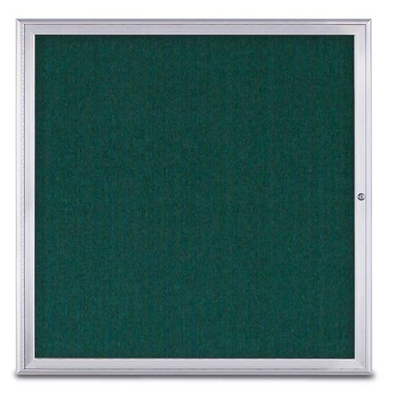 United Visual Products Single Door Radius Corkboard, 48"X48", S UV800348-SATIN-DRKSPR