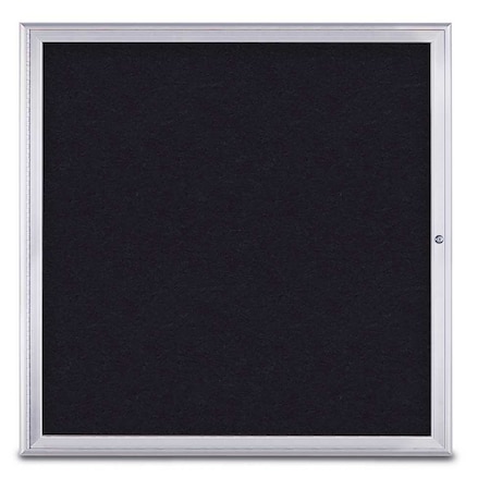 United Visual Products Single Door Radius Corkboard, 48"X48", S UV800348-SATIN-RUBBER